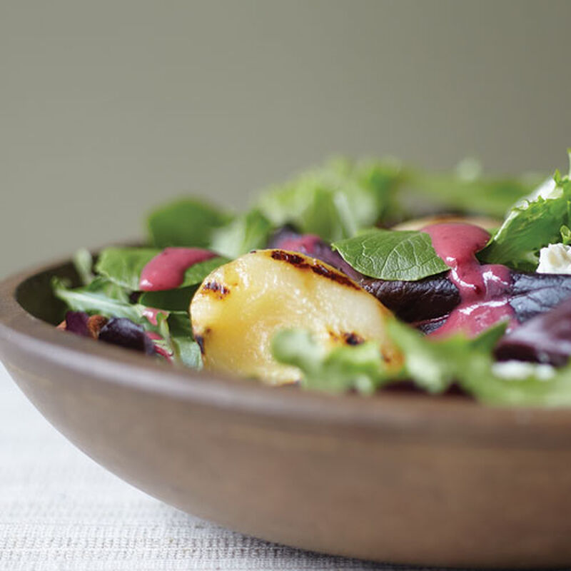 Cranberry Ginger Salad with Grilled Pears and Chicken